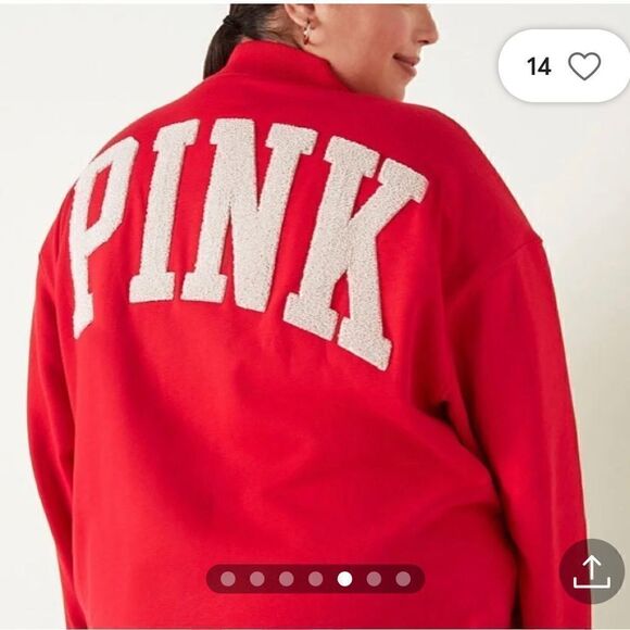 VS PINK plus size XXL men/womens VARSITY logo JACKET RED - Picture 3 of 6